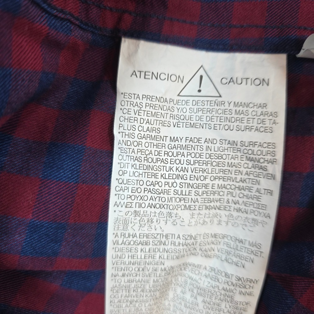 Zara Man Mens Small Red Blue Check Slim Fit Button Down Denim Collection Shirt‎ - Picture 8 of 9